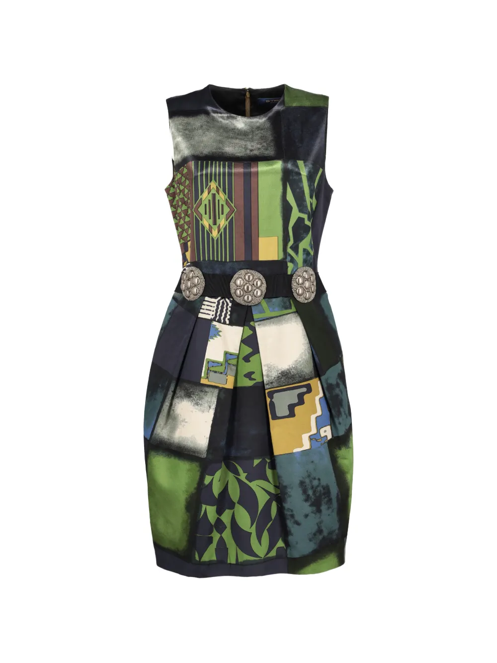 Etro Vintage belted graphic-print mini dress - Green