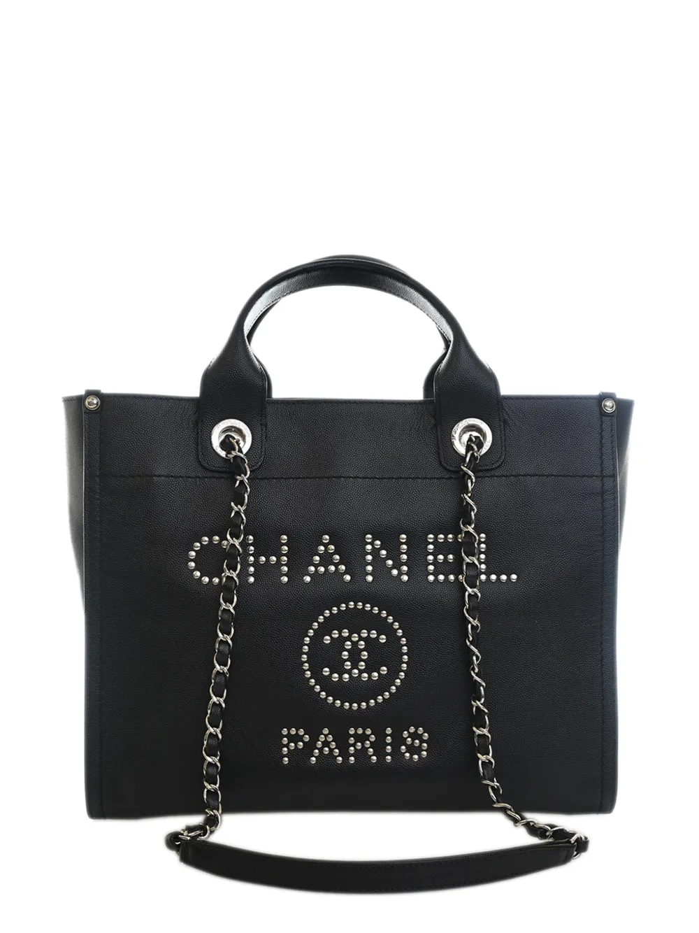 CHANEL Pre-Owned 2018 Small Caviar Studded Deauville Tote satchel - Black