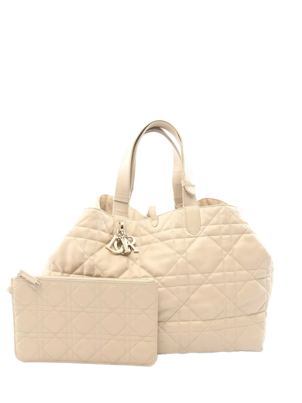 Christian Dior Pre-Owned Borsa tote Toujours grande in pelle di vitello con motivo Macrocannage 2023-2024 - Toni neutri