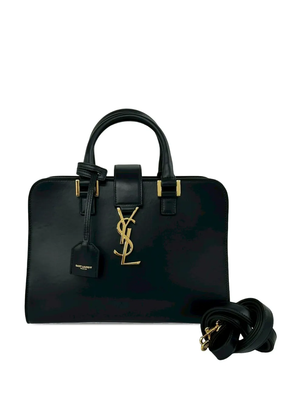 Saint Laurent Pre-Owned Borsa a tracolla Cabas in pelle con monogramma 2014-2022 - Nero