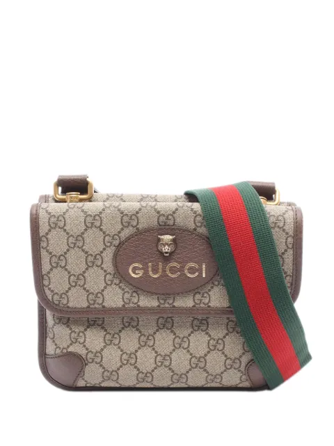 Gucci Pre-Owned bandolera messenger Neo pequeña con motivo GG Supreme y doble solapa con tribanda Web 2019-2020