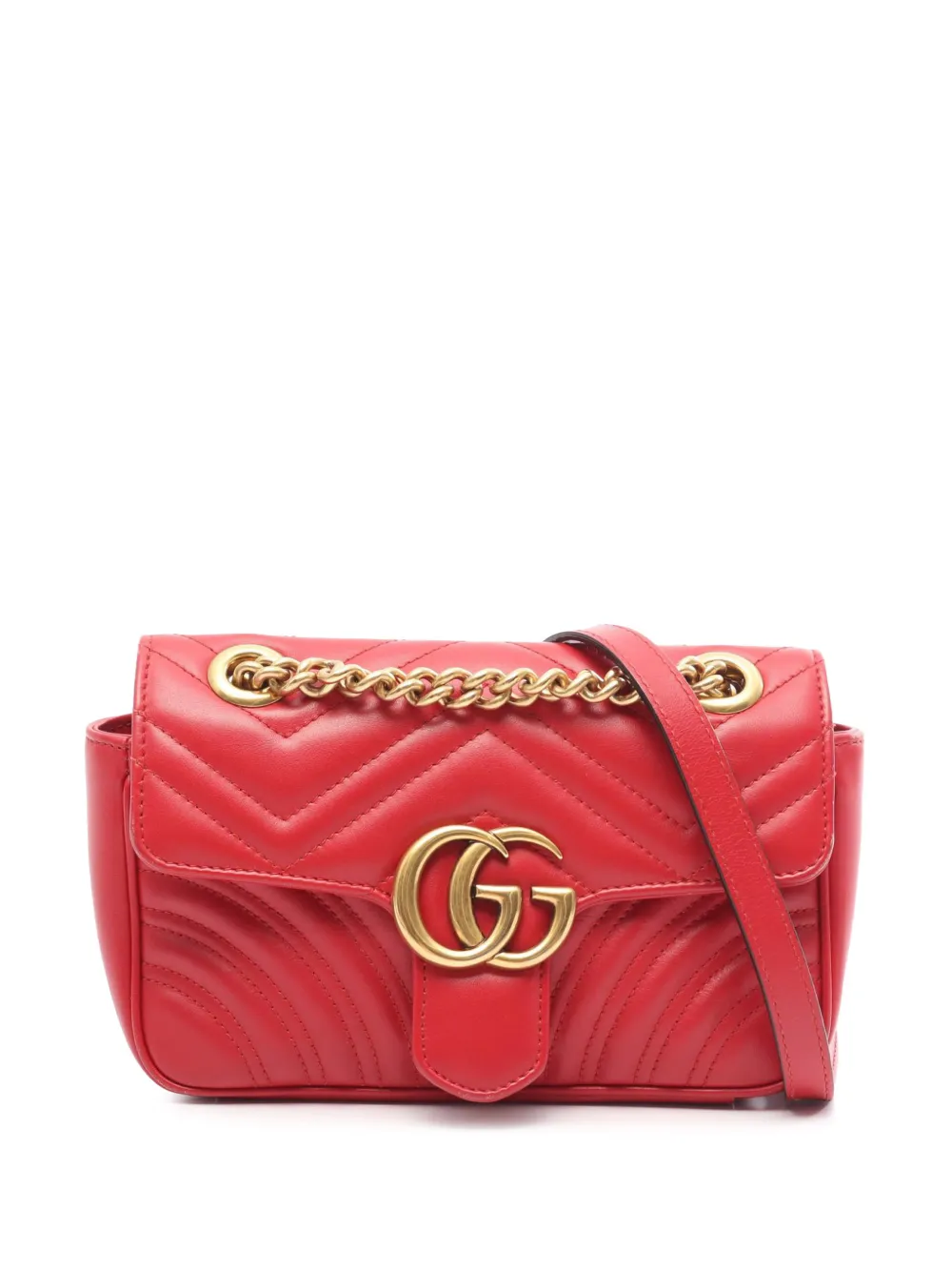 Gucci Pre-Owned Borsa a spalla GG Marmont piccola in pelle di vitello matelassé 2000-2026 - Rosso