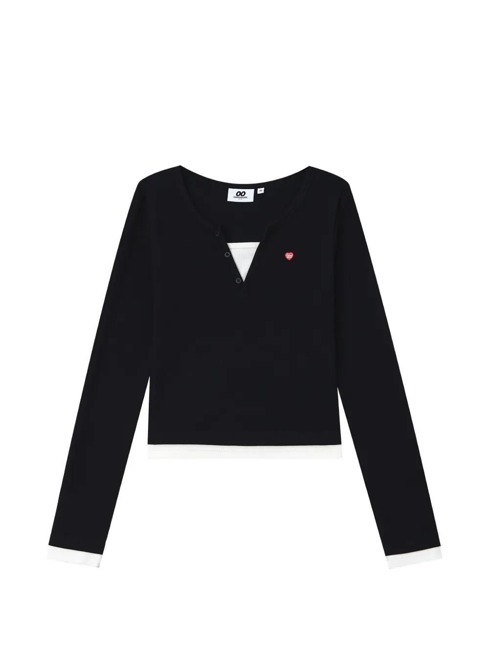CHOCOOLATE layered-effect Henley top | Black | Image 1