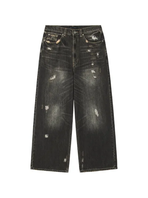 FIVE CM distressed whiskered jeans