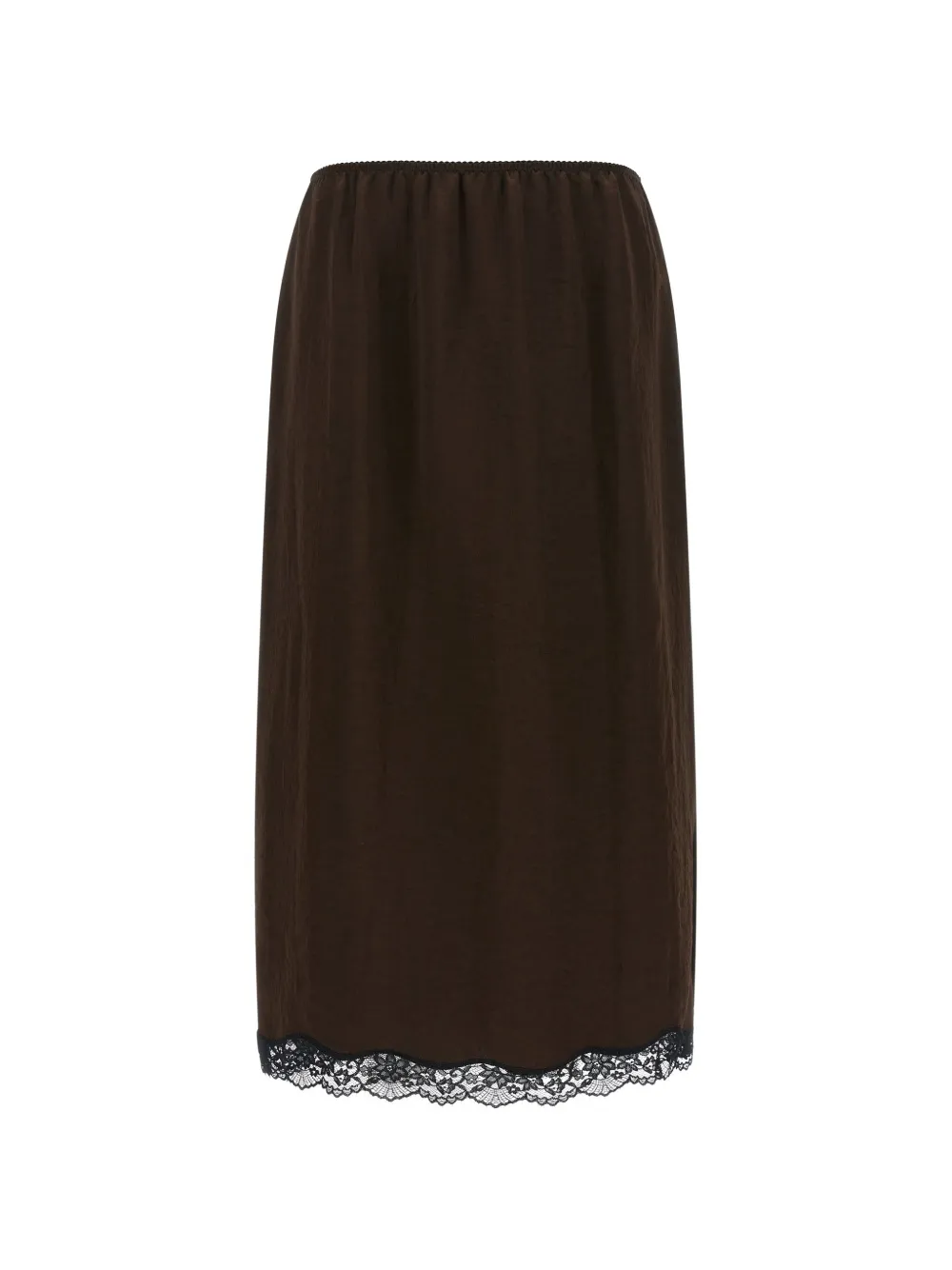TWINSET midi froissé satin and lace skirt - Marrone