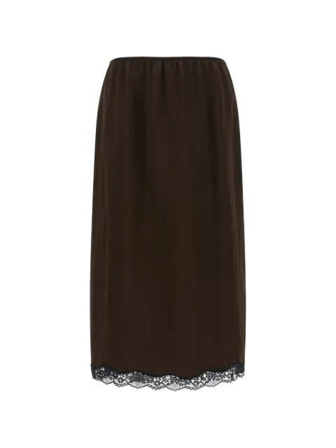 TWINSET midi froissé satin and lace skirt