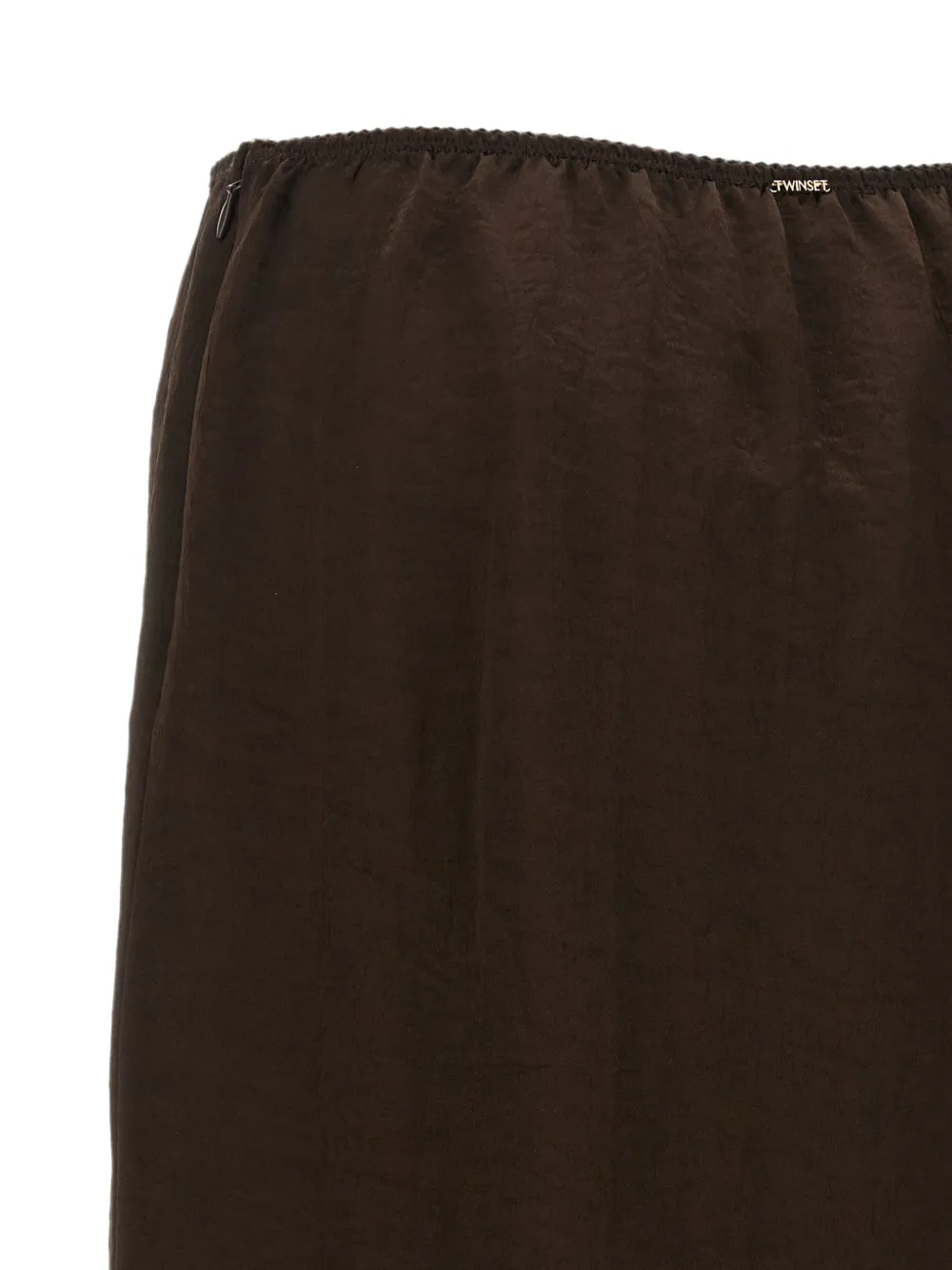 TWINSET Froissé satijnen midi-rok met kant Bruin