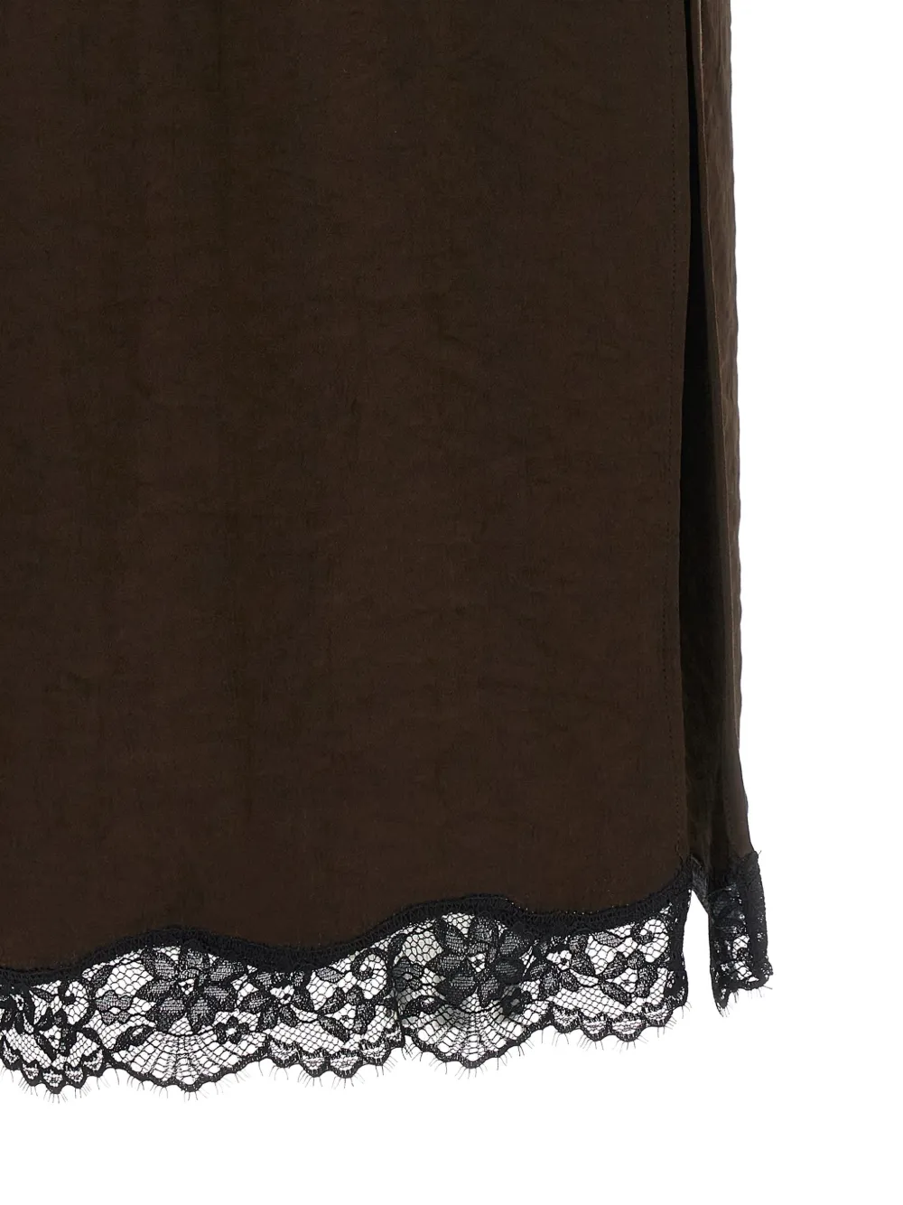 TWINSET Froissé satijnen midi-rok met kant Bruin