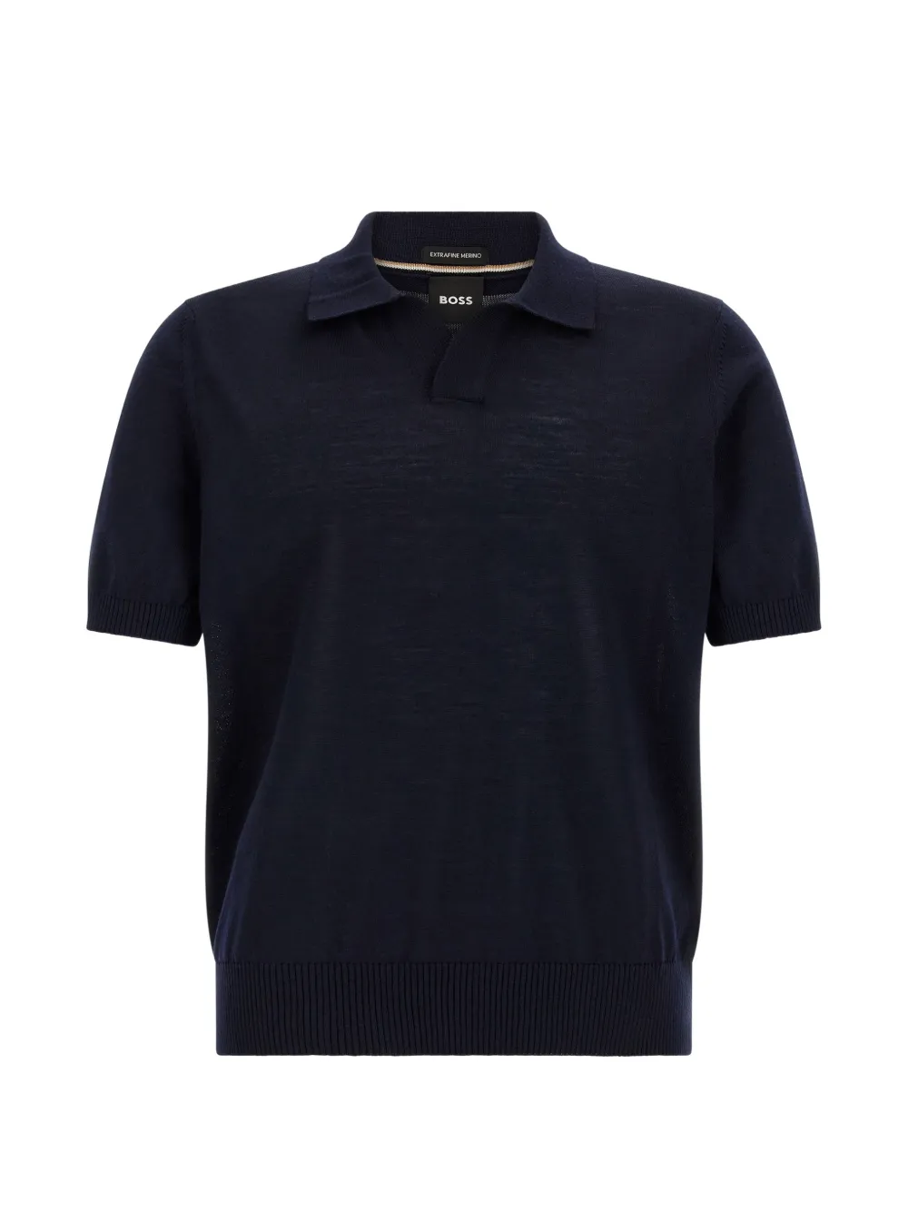 BOSS Lantoni merino-wool knit polo with Johnny collar - Blu