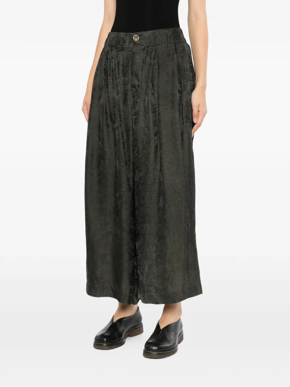 Uma Wang jacquard-pattern wide-leg trousers Grijs