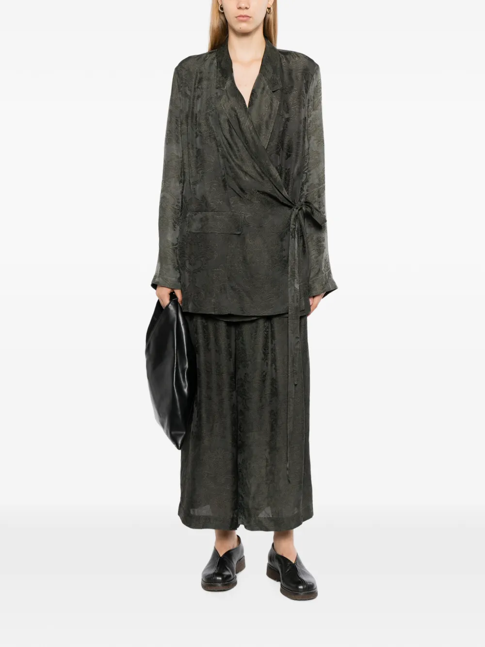 Uma Wang jacquard-pattern wide-leg trousers Grijs