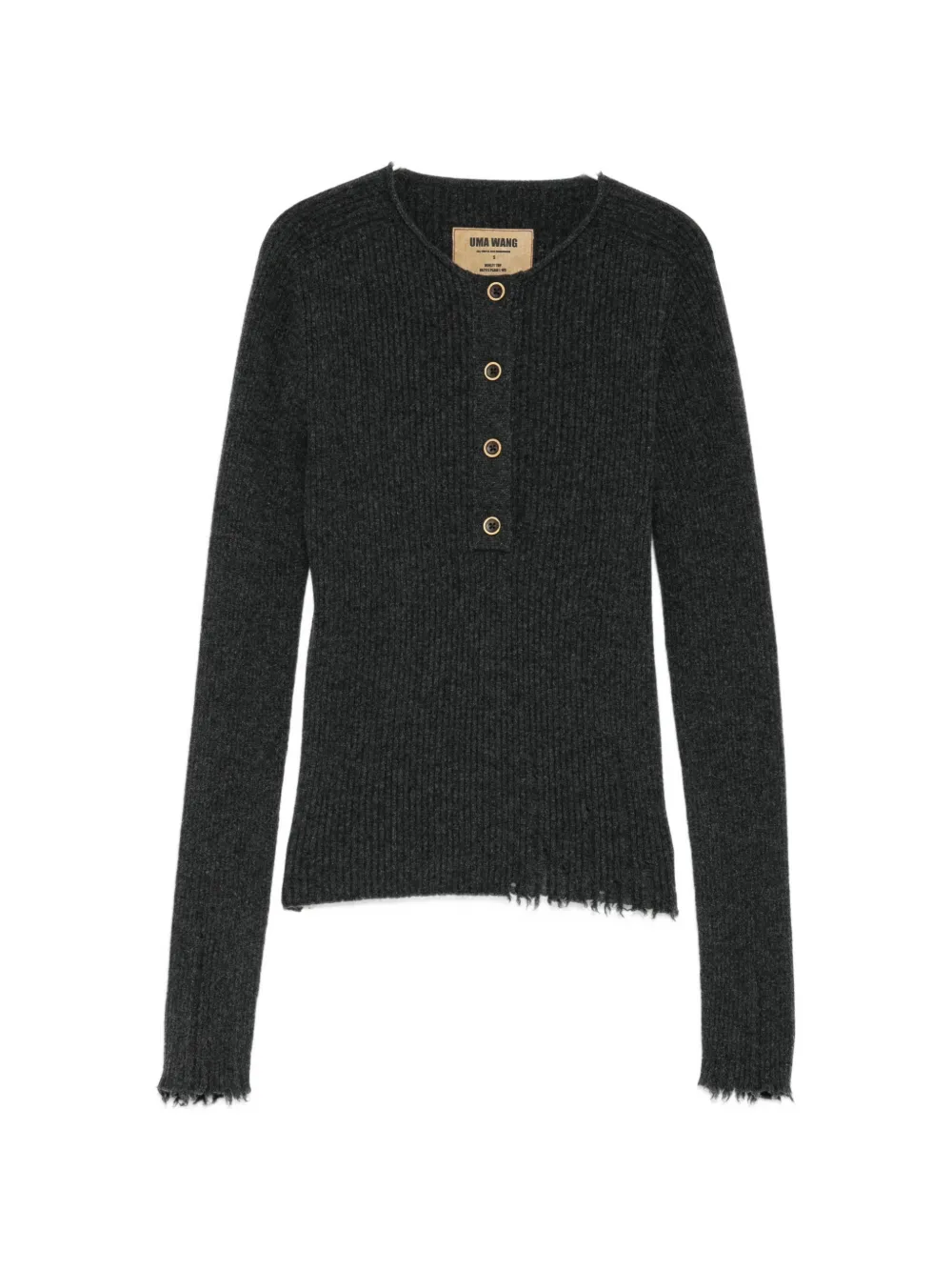 Uma Wang ribbed-knit button-up jumper - Grau