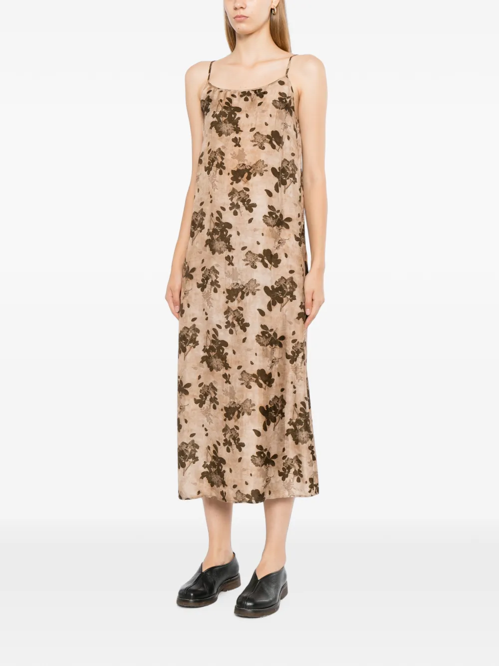 Uma Wang floral-print slip dress Beige