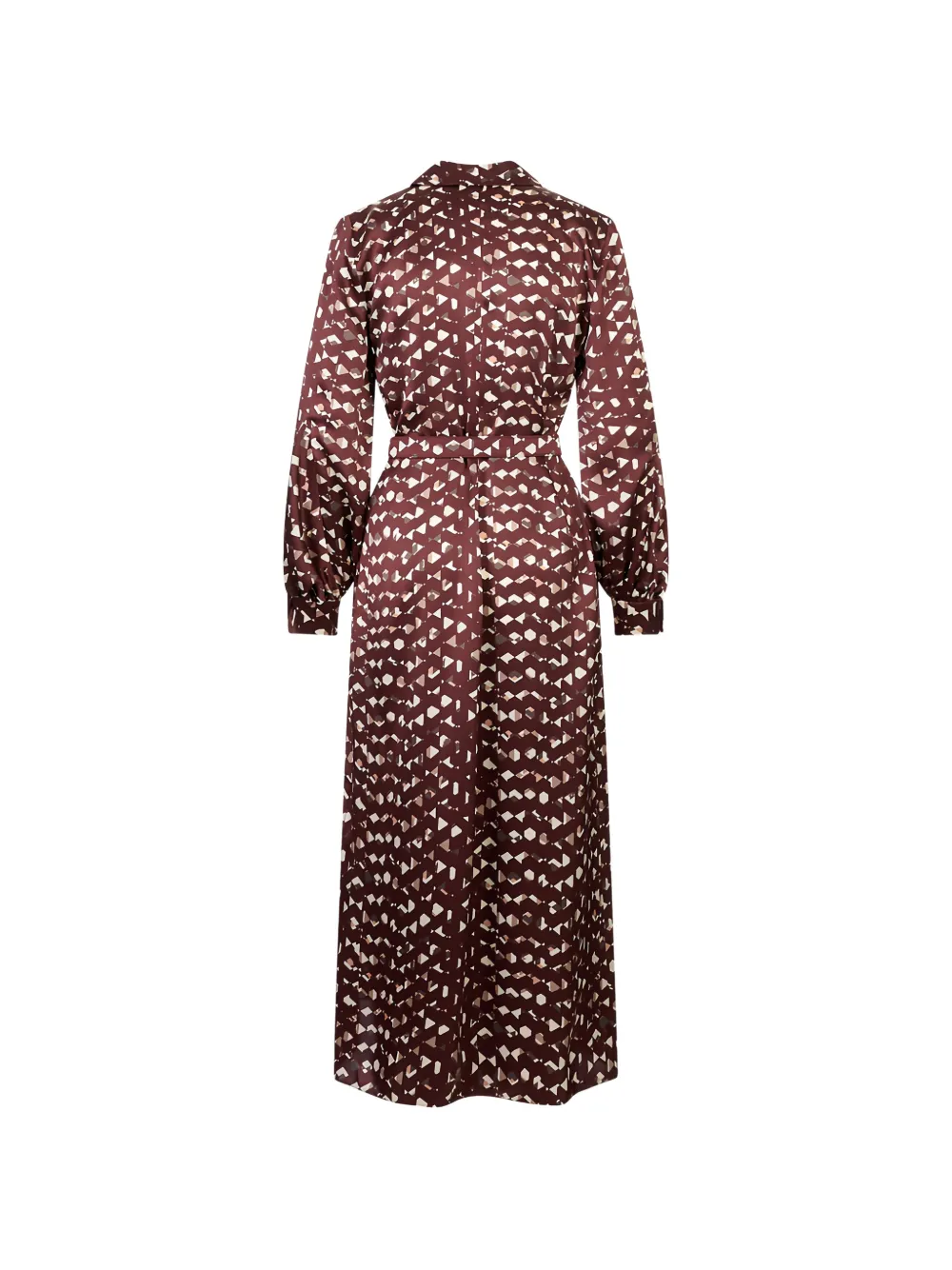 Kiton Geometric-print Belted Shirt Midi Dress in Brown, view 2
