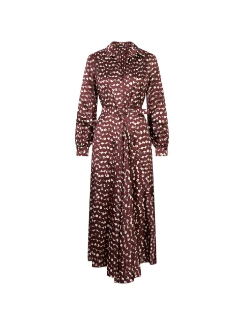 Kiton geometric-print belted shirt midi dress