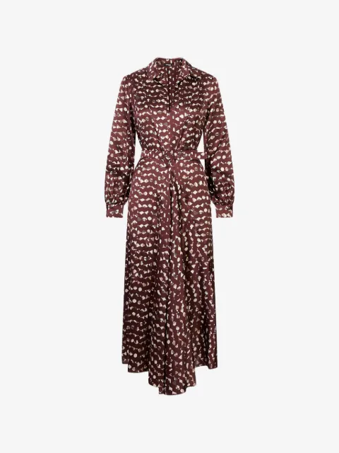 Kiton geometric-print belted shirt midi dress