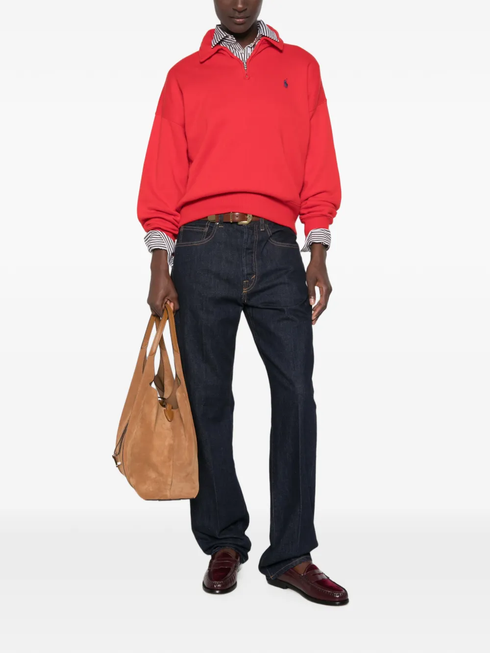 Polo Ralph Lauren Polotrui met geborduurd logo en kwartrits Rood