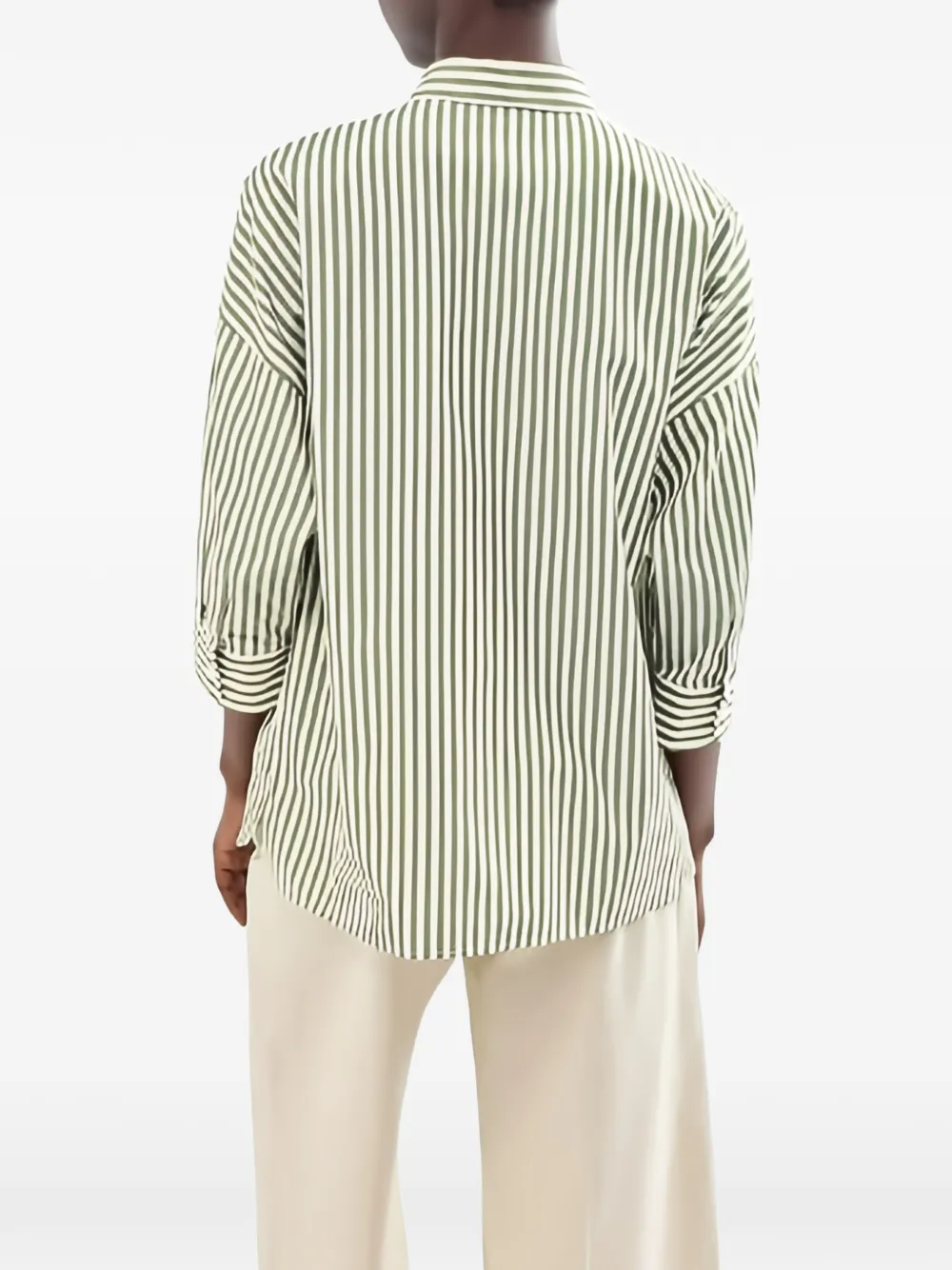 Weekend Max Mara vertical-stripe chest-pocket shirt Groen