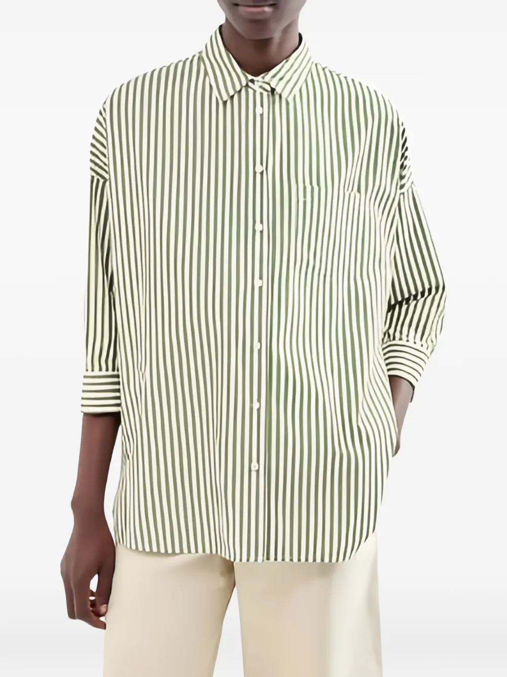 Weekend Max Mara vertical-stripe chest-pocket shirt Groen