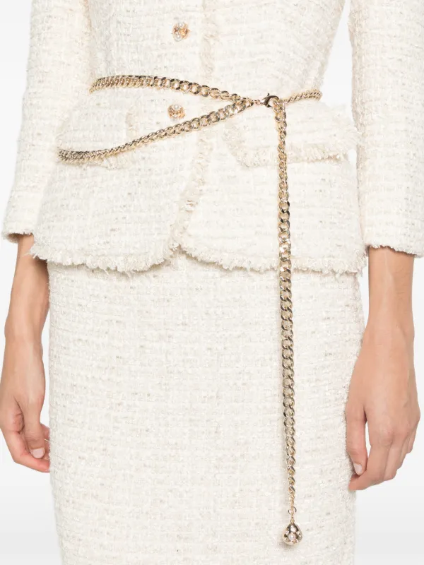 self portrait gold boucle dress - White bouclé - Woman Pleated maxi