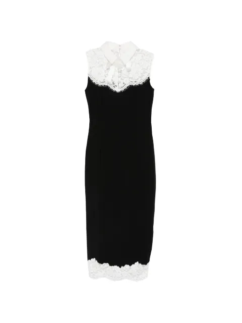 Self-Portrait lace-trimmed bow-detail midi dress