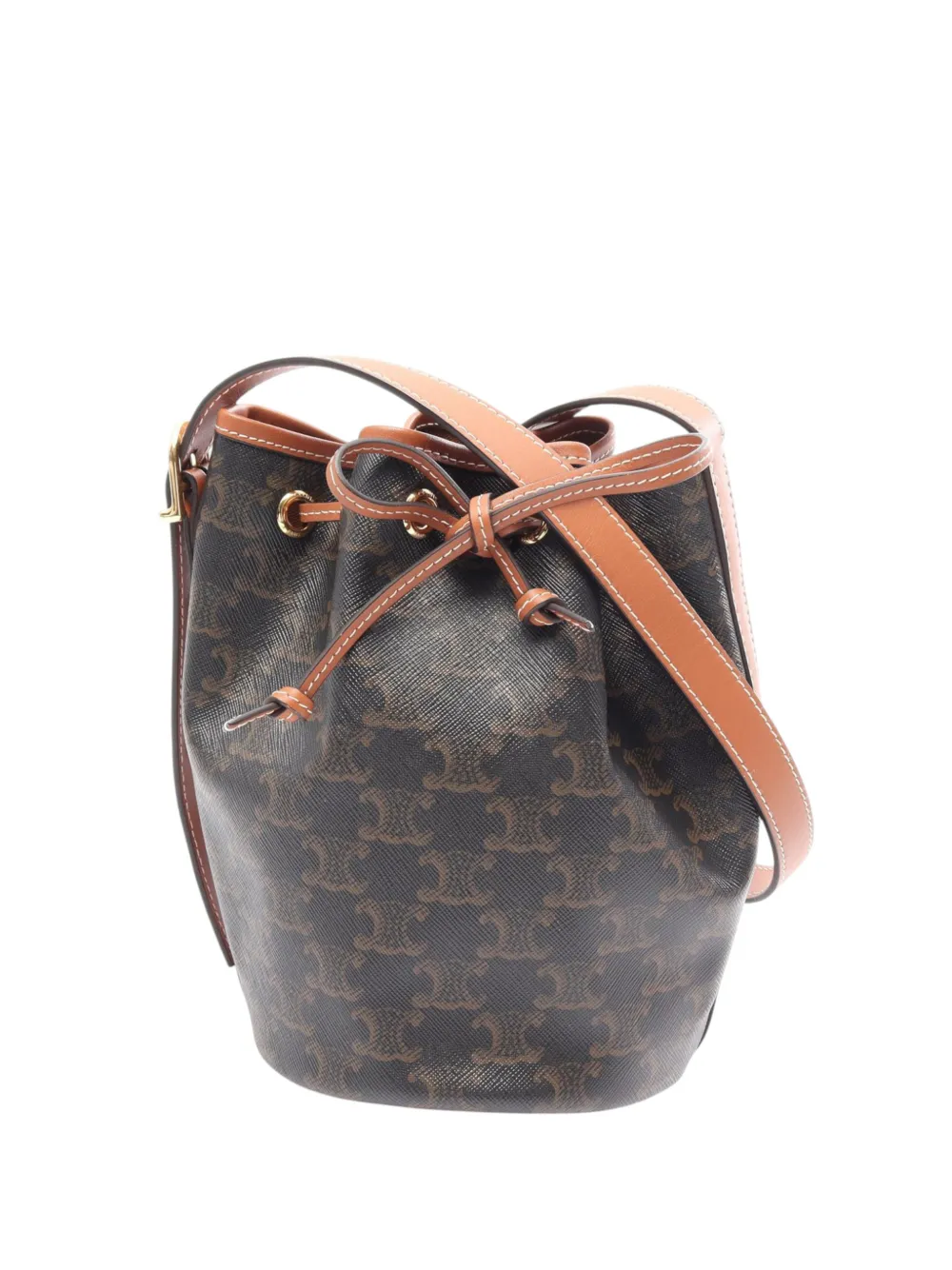 Celine Pre-Owned 2022-2026 Small Triomphe Coated Canvas Drawstring bucket bag - Black