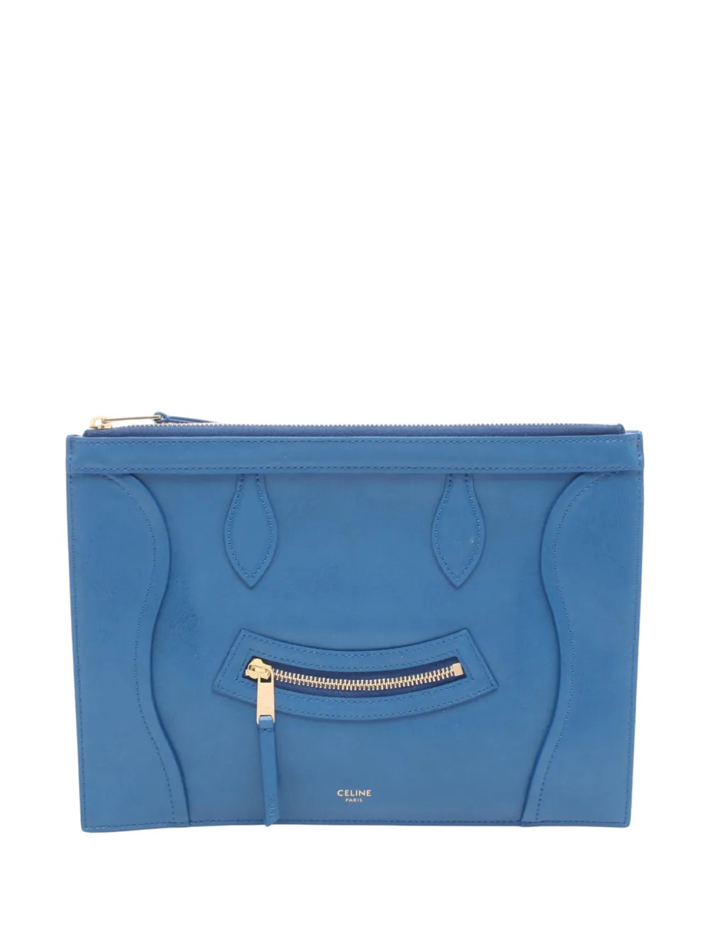 Celine Pre-Owned 2010-2026 Medium Glossy Calfskin Pouch clutch bag - Blue