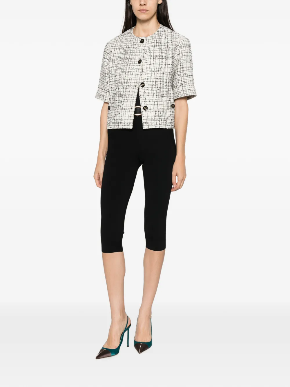 Self-Portrait Capri gebreide legging Zwart