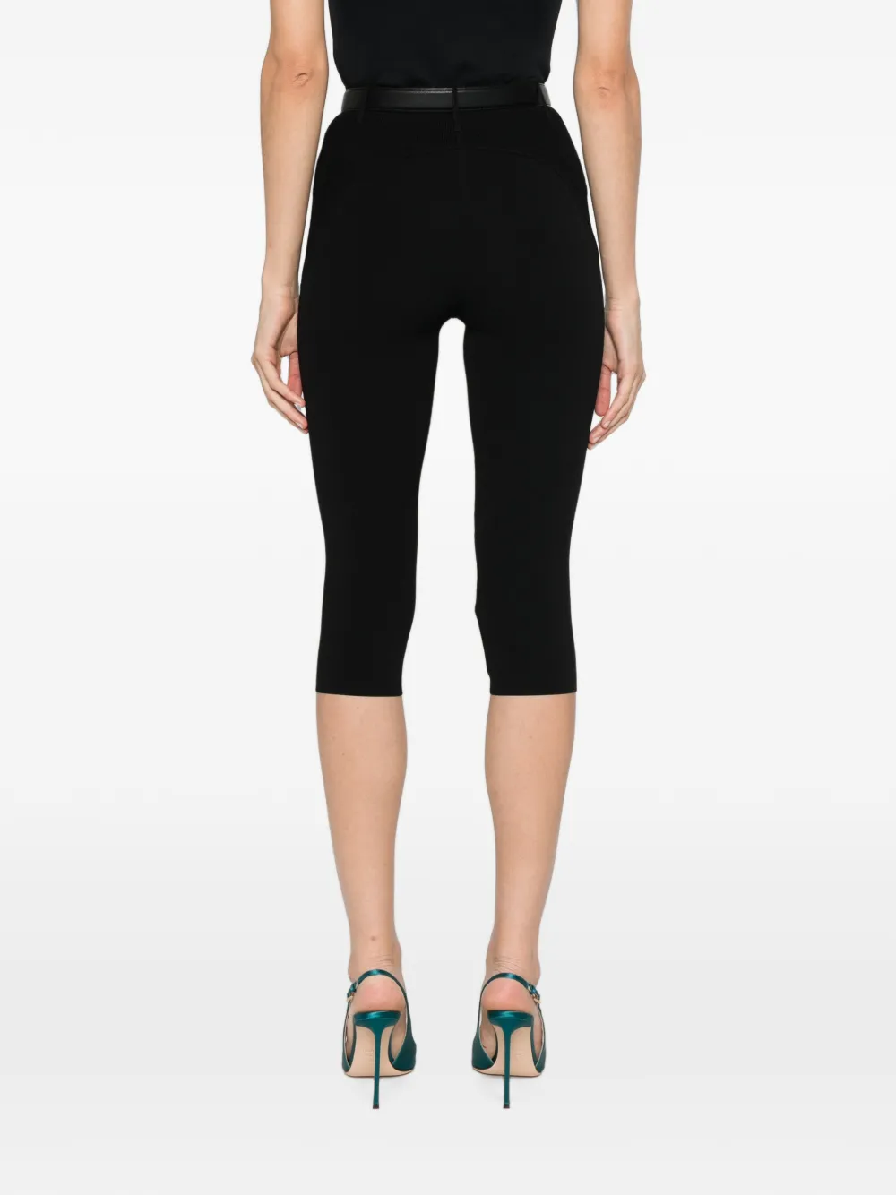Self-Portrait Capri gebreide legging Zwart