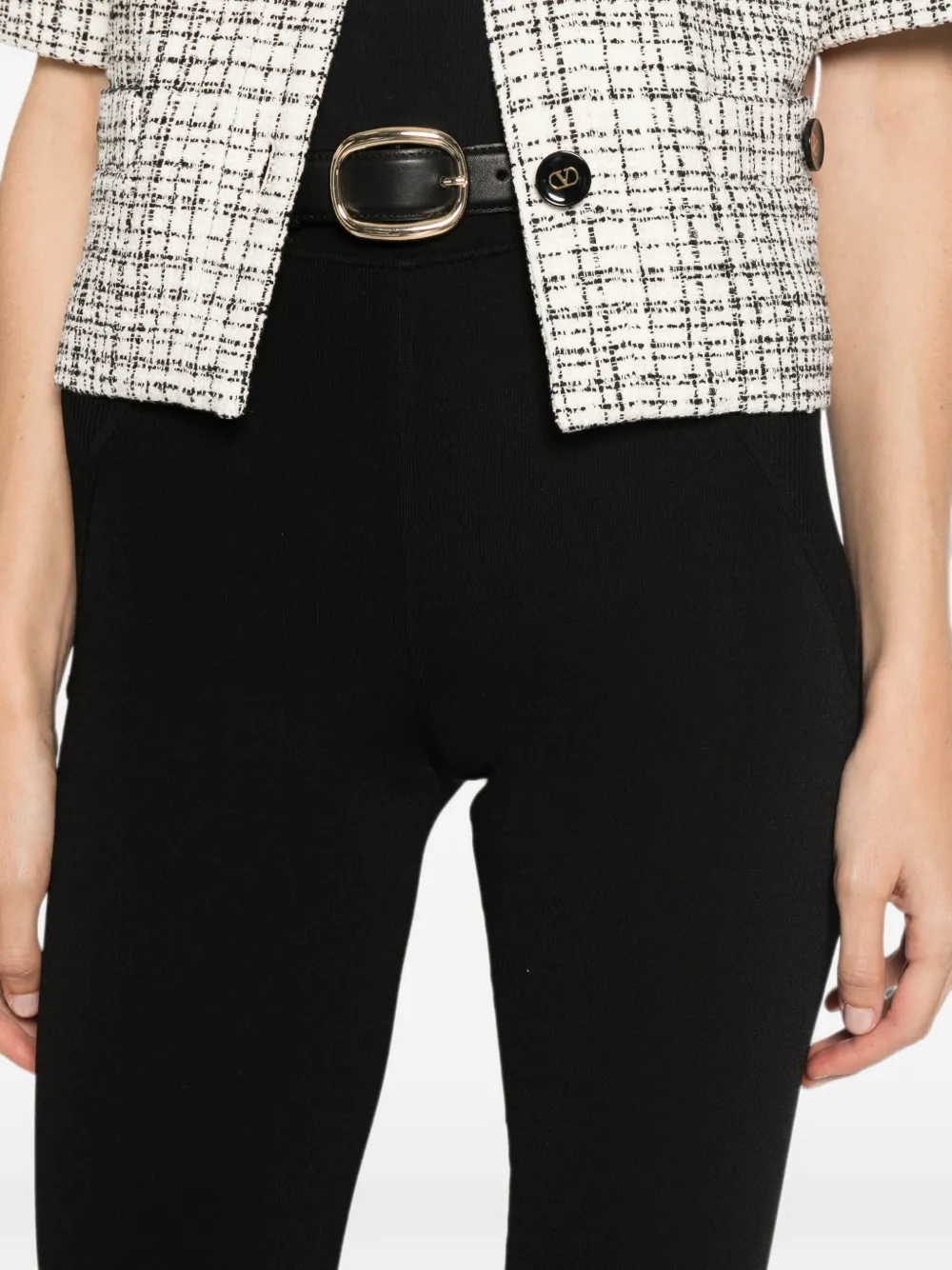 Self-Portrait Capri gebreide legging Zwart