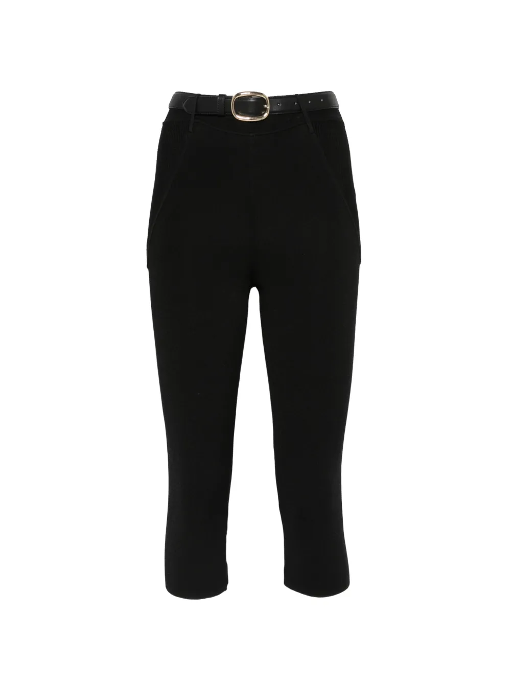 Self-Portrait black capri knit leggings