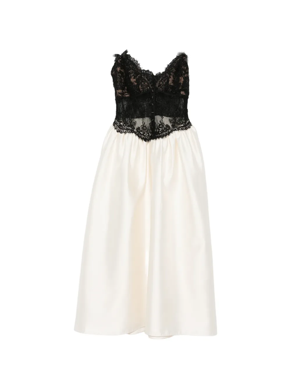 Self-Portrait lace-bodice flared midi dress - Neutrals