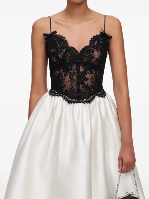 Self-Portrait lace-bodice flared midi dress