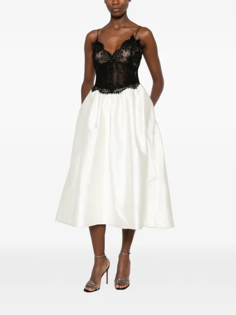 Self-Portrait lace-bodice flared midi dress