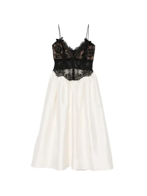 Self-Portrait taffeta contrast lace midi dress