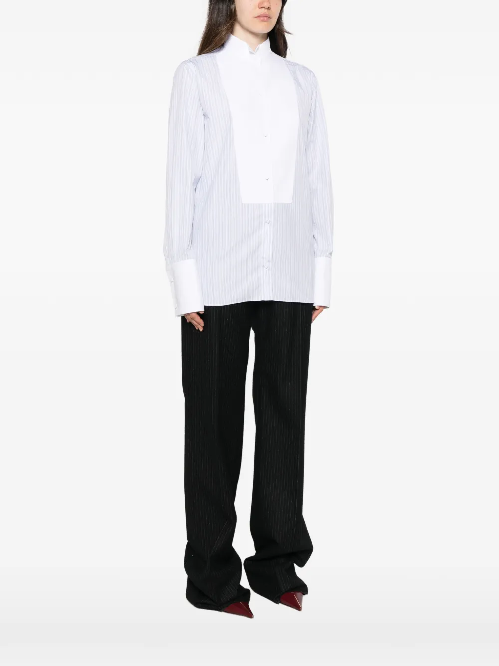 TOM FORD Blouse met verticale streep en slabbetje Wit