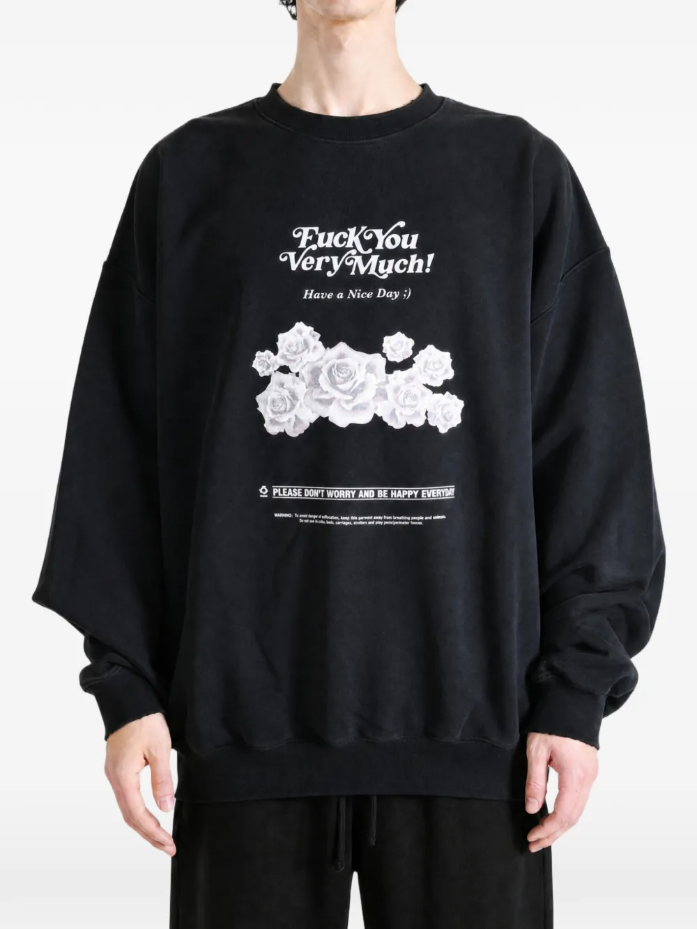 VETEMENTS FU Very Much trui met bloemenprint en grafische print Zwart