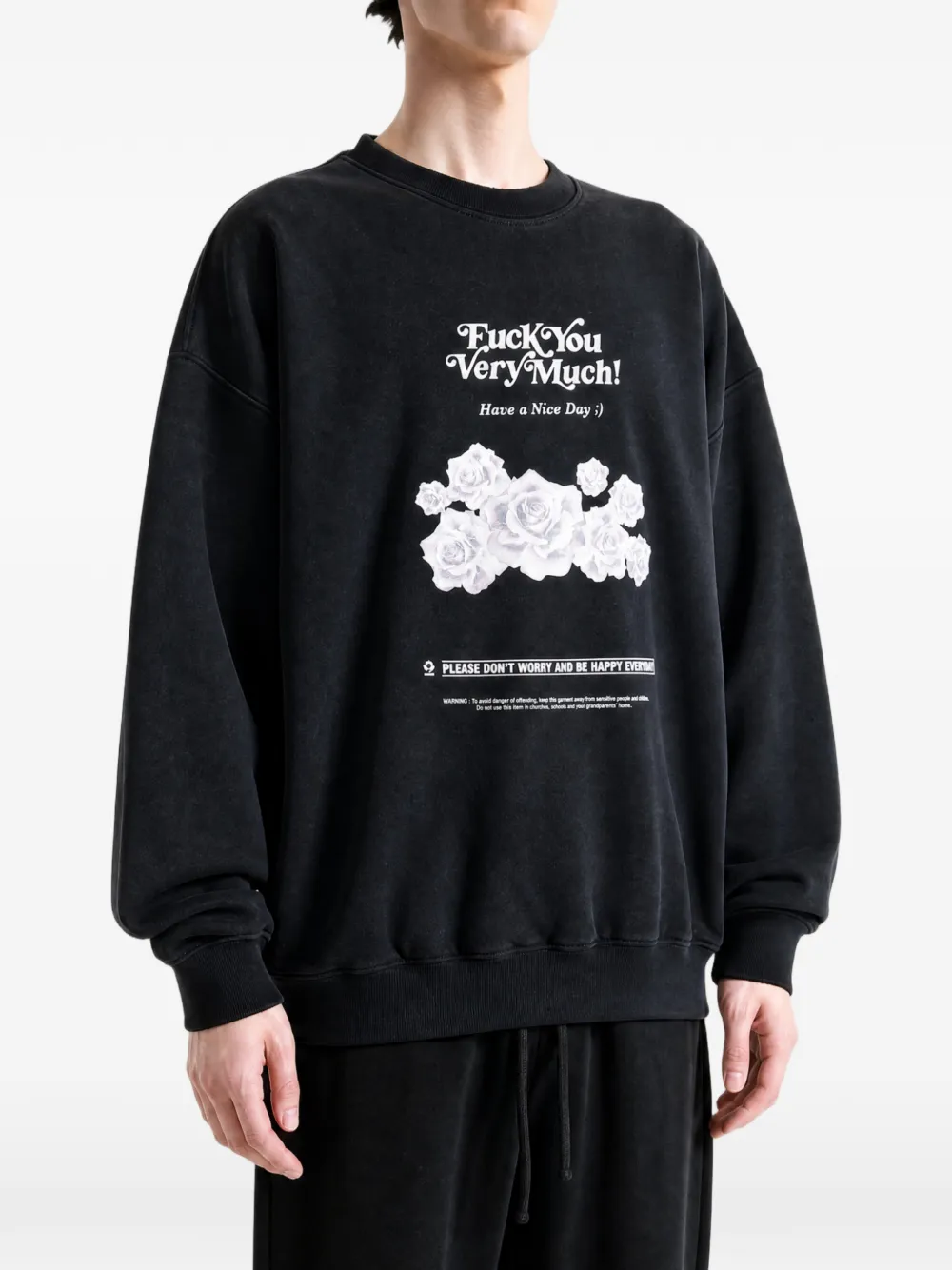 VETEMENTS FU Very Much trui met bloemenprint en grafische print Zwart