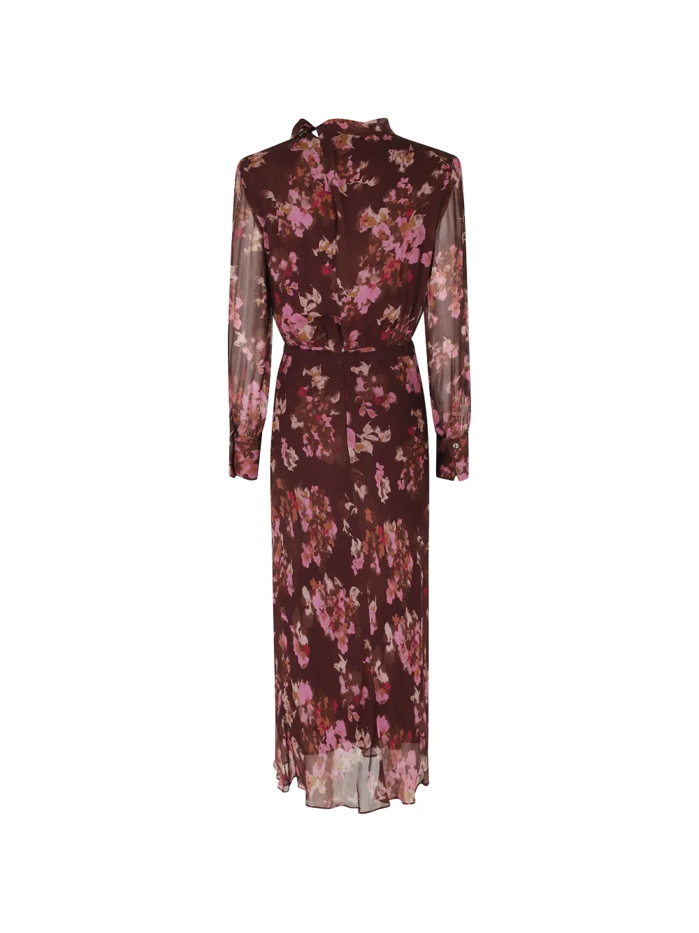 NISSA Viscose jurk met bloemenprint Bruin