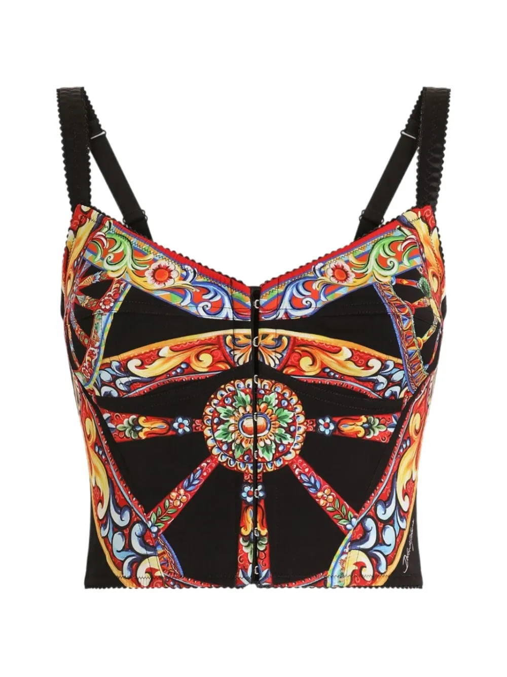 Dolce & Gabbana Carretto-print corset top - Schwarz