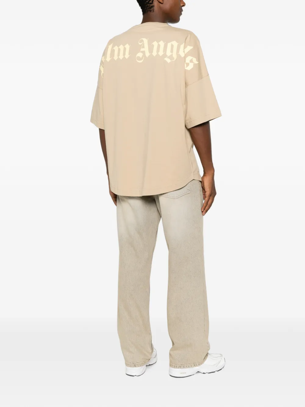 Palm Angels T-shirt met logoprint Beige