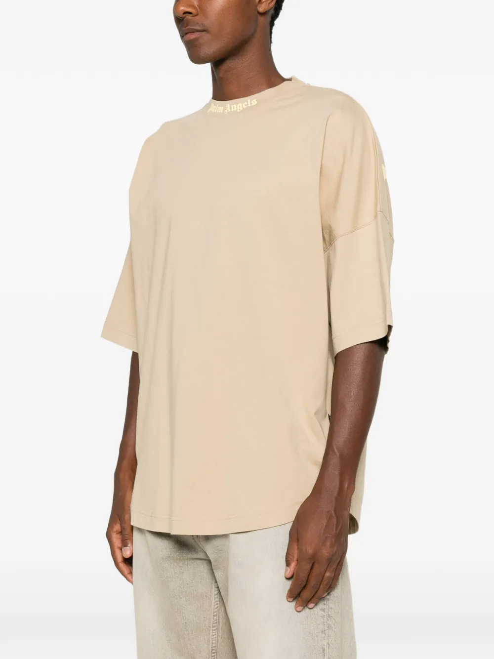 Palm Angels T-shirt met logoprint Beige
