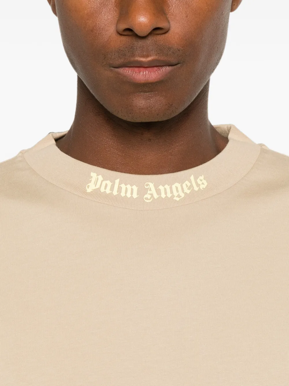 Palm Angels T-shirt met logoprint Beige