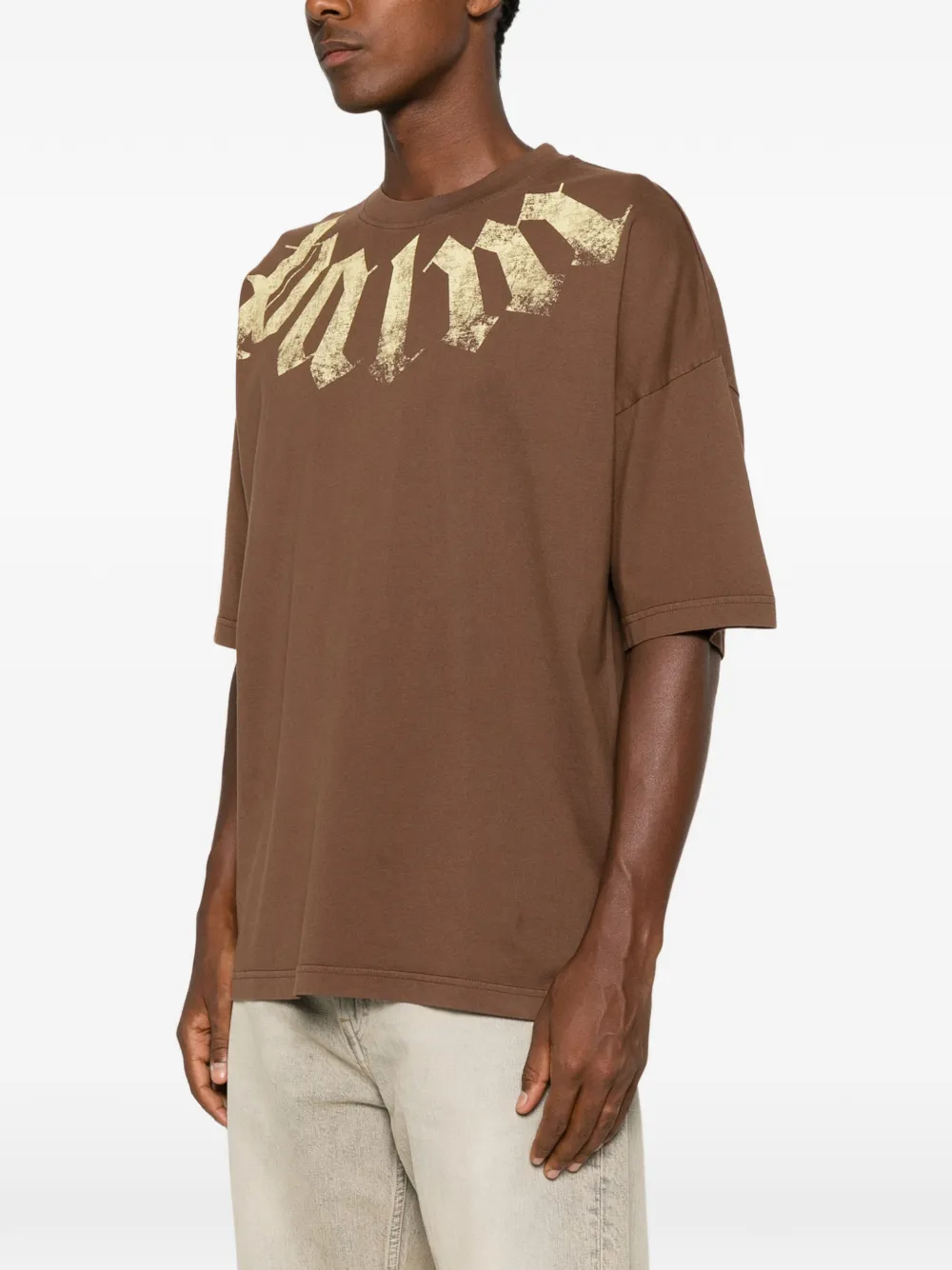 Palm Angels T-shirt met logoprint Bruin