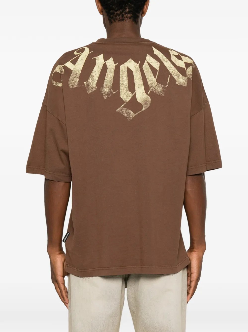 Palm Angels T-shirt met logoprint Bruin