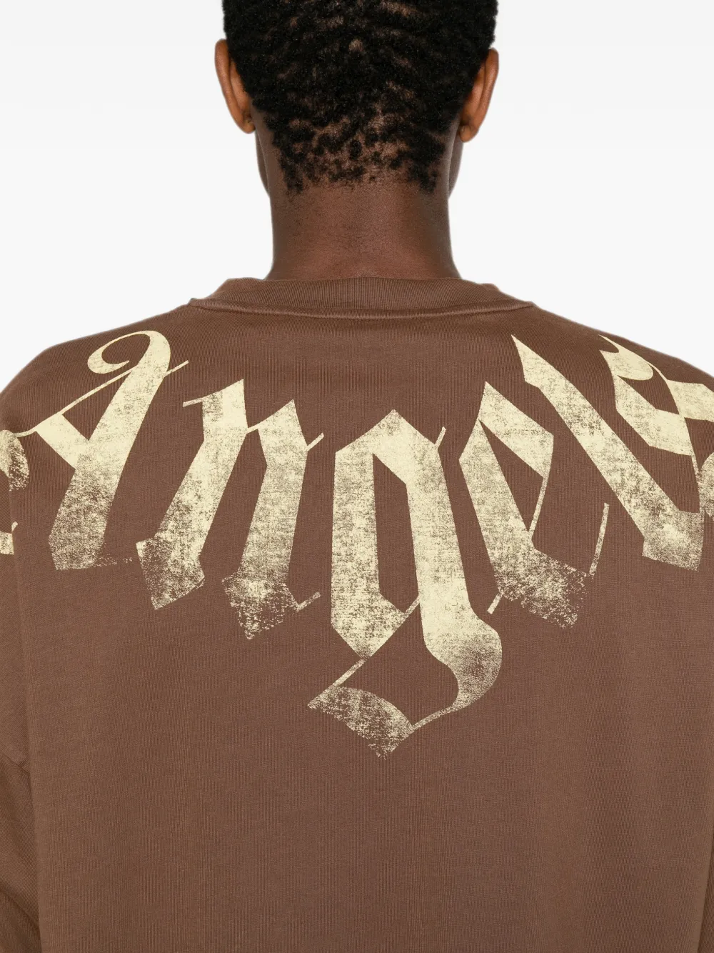 Palm Angels T-shirt met logoprint Bruin