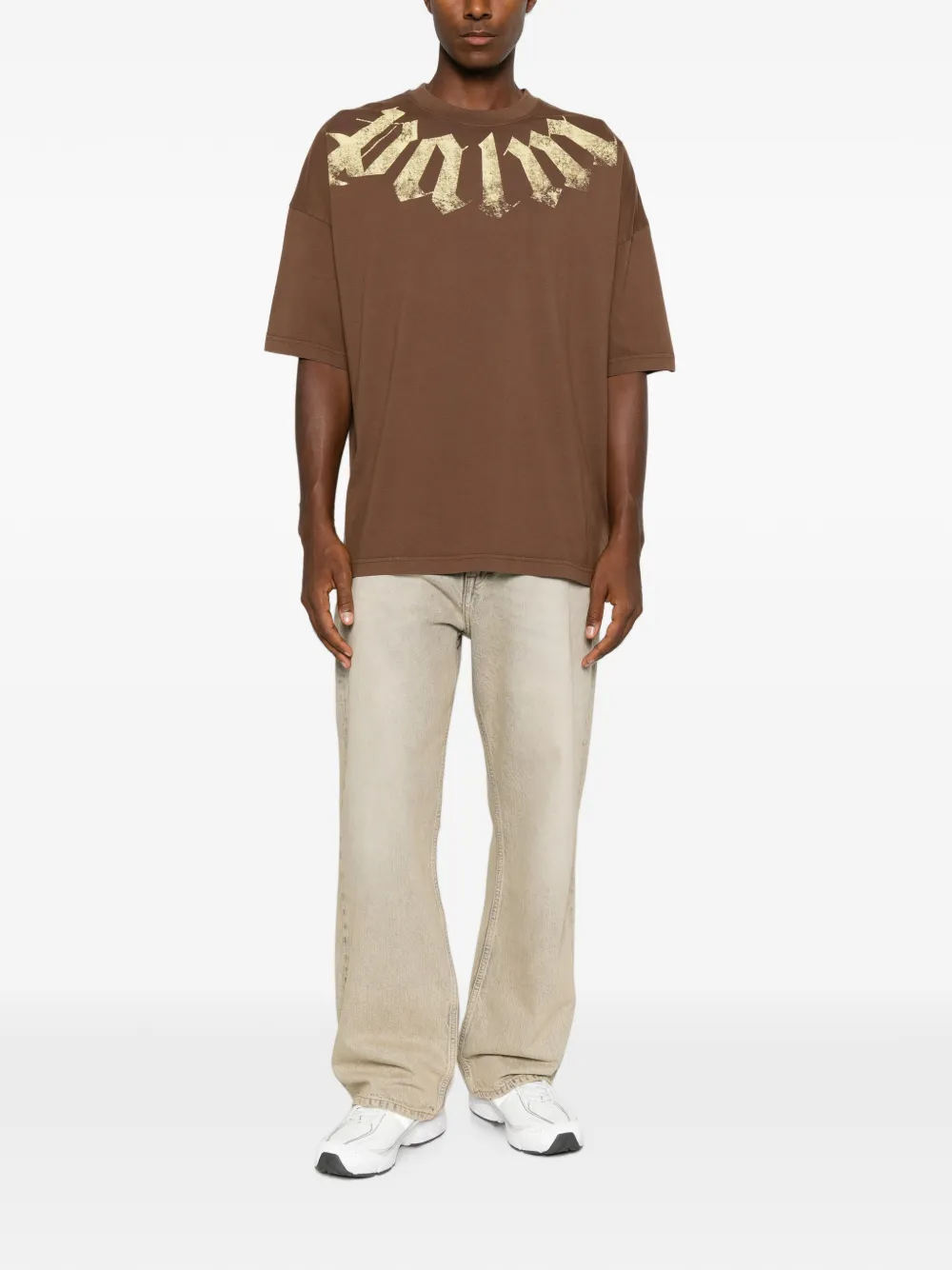 Palm Angels T-shirt met logoprint Bruin