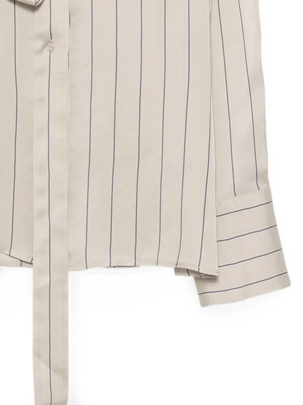 Seventy Blouse met krijtstreep en strik Beige