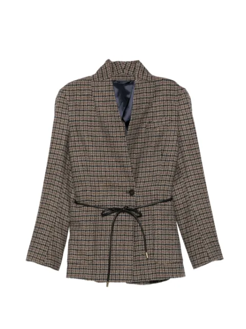 Seventy check-pattern belted jacket