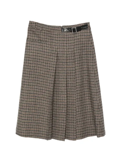 Seventy checked buckled-strap midi skirt